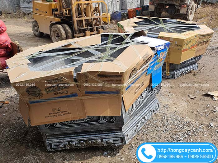 Xưởng bọc chậu trước khi gửi đi tỉnh