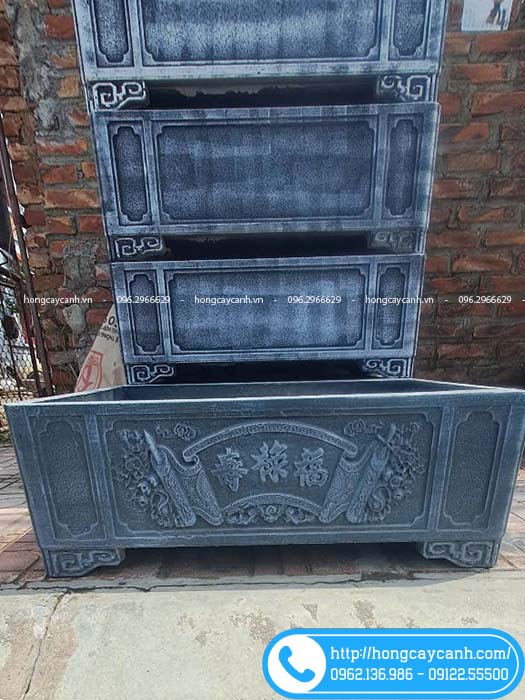 Chậu chữ nhật 80x62x28 có họa tiết