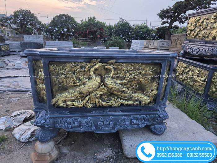 Chậu xi măng vuông 1m65 cao 1m05 sơn giả đồng
